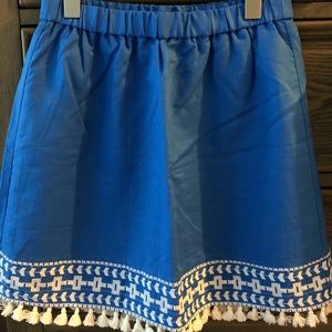 J. Crew blue skirt with fringe detail